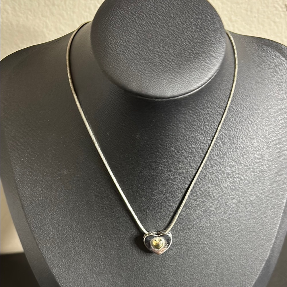 Vintage Cookie Lee Two Tone Heart Slider Pendant Necklace